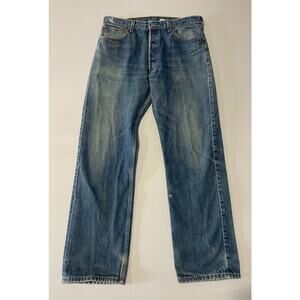 Vintage Y2K Levi's 501 XX Button Fly Denim Dark Wash Blue 34x30 Fade Distressed